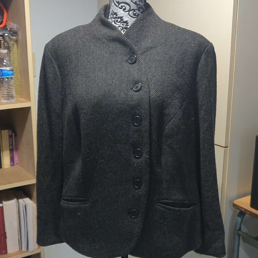 Lauren Ralph Lauren Tweed Asymmetrical Wool Blazer